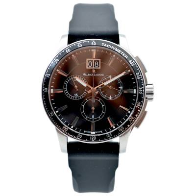 MAURICE LACROIX MIROS CHRONOGRAPH 40 QUARTZ BLACK DIAL STEEL RUBBER STRAP REF: MI1098