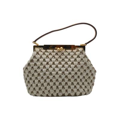 DOLCE&GABBANA RAFFIA HANDBAG WITH GOLDEN ACCENTS