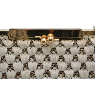 DOLCE&GABBANA RAFFIA HANDBAG WITH GOLDEN ACCENTS