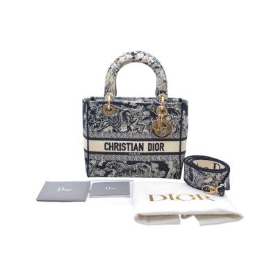 CHRISTIAN DIOR LADY D-LITE TOILE DE JOUY EMBROIDERY HANDBAG