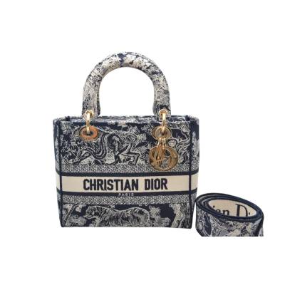 CHRISTIAN DIOR LADY D-LITE TOILE DE JOUY EMBROIDERY HANDBAG
