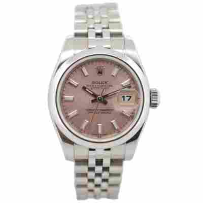 ROLEX LADY-DATEJUST 26 STAINLESS STEEL BOX+PAPERS 2010 PINK DIAL AUTOMATIC JUBILEE REF: 179160