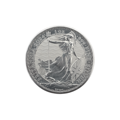 MONEDA DE ARGINT 1 UNCIE (OZ) PURITATE 999 2 POUNDS CHARLES III BRITANNIA 2024