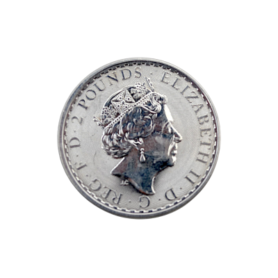 MONEDA DE ARGINT 1 UNCIE (OZ) PURITATE 999 2 POUNDS QUEEN ELIZABETH II BRITANNIA 2020