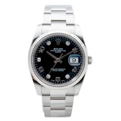 ROLEX OYSTER PERPETUAL DATE 34 BLACK DIAMOND ARABIC DIAL BOX+PAPERS 2020 REF: 115234