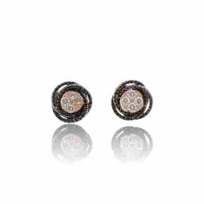 CERCEI DIN AUR ROZ 18K CU DIAMANTE NEGRE SI INCOLORE NATURALE_125214