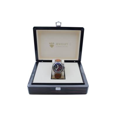 GIRARD PERREGAUX 44 TITANIUM BLACK DIAL LEATHER STRAP LAUREATO FERRARI GMT F2004 AUTOMATIC REF: 80180