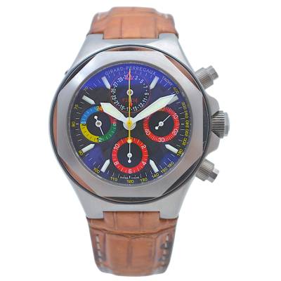 GIRARD PERREGAUX 44 TITANIUM BLACK DIAL LEATHER STRAP LAUREATO FERRARI GMT F2004 AUTOMATIC REF: 80180