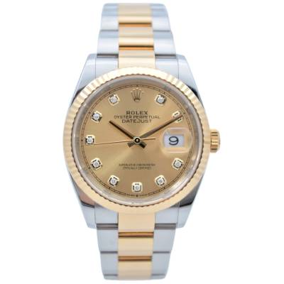 ROLEX DATEJUST 36 CHAMPAGNE DIAMOND DIAL TWO TONE OYSTER BOX+PAPERS 2021 REF: 126233