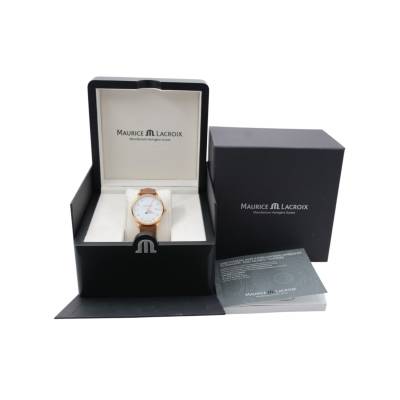 MAURICE LACROIX ELIROS DATE MOONPHASE 35 WHITE DIAMOND DIAL QUARTZ REF: EL1096-PVP01-150-1