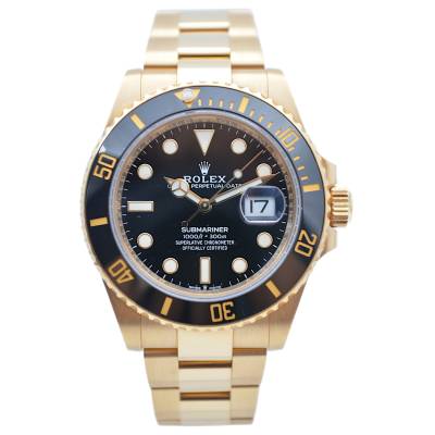ROLEX SUBMARINER DATE 41 AUTOMATIC YELLOW GOLD BLACK DIAL CERAMIC BOX+PAPERS 2021 REF: 126618LN