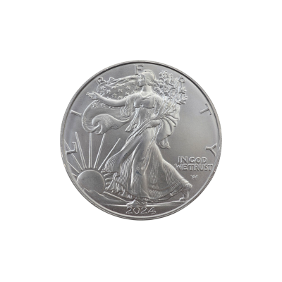 MONEDA DE ARGINT 1 UNCIE (OZ) PURITATE 999 ONE DOLLAR USA LIBERTY IN GOD WE TRUST 2024