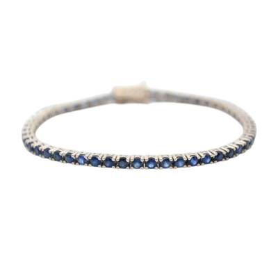 BRATARA TENIS DIN AUR ALB 14K CU SAFIRE NATURALE