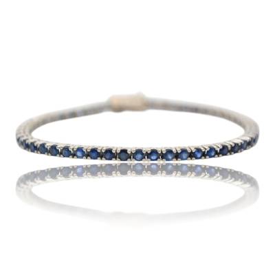 BRATARA TENIS DIN AUR ALB 14K CU SAFIRE NATURALE