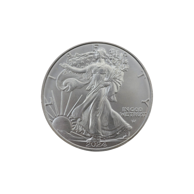MONEDA DE ARGINT 1 UNCIE (OZ) PURITATE 999 ONE DOLLAR USA LIBERTY IN GOD WE TRUST 2024