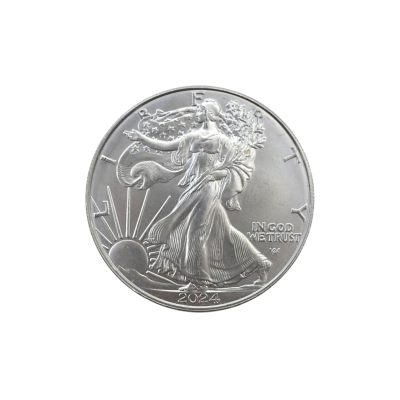 MONEDA DE ARGINT 1 UNCIE (OZ) PURITATE 999 ONE DOLLAR USA LIBERTY IN GOD WE TRUST 2024