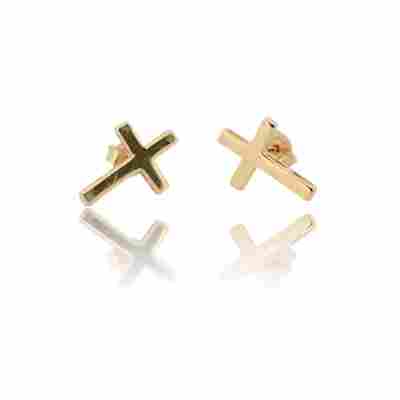 CERCEI CU SURUB IN FORMA DE CRUCE DIN AUR GALBEN 14K_127029