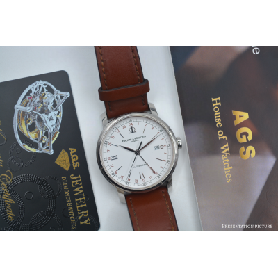 BAUME&MERCIER CLASSIMA GMT BIG SIZE XL 42MM STEEL WHITE DIAL AUTOMATIC REF: 65494