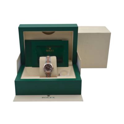 ROLEX LADY-DATEJUST 28 EVEROSE&STEEL CHOCOLATE DIAMOND FULL SET 2024 JUBILEE REF: 279161