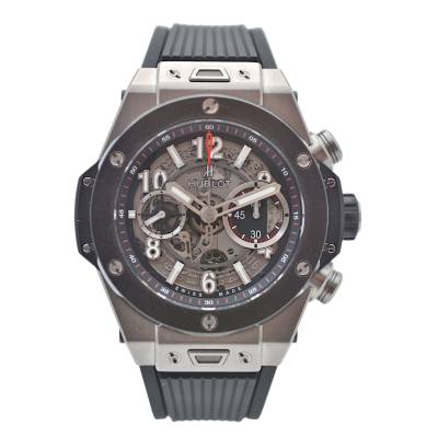 HUBLOT BIG BANG UNICO 45 OPEN WORKED DIAL TITANIUM AUTOMATIC BOX+PAPERS 2018 REF 411.NM.1170.RX