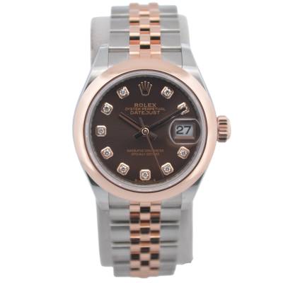 ROLEX LADY-DATEJUST 28 EVEROSE&STEEL CHOCOLATE DIAMOND FULL SET 2024 JUBILEE REF: 279161