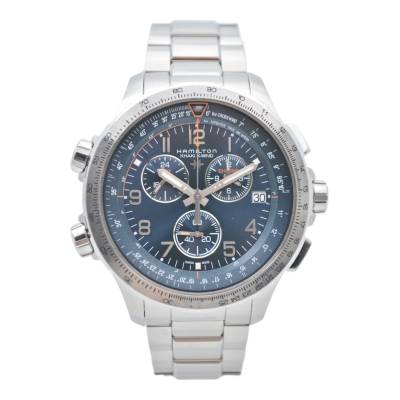 HAMILTON KHAKI X-WIND AVIATION GMT CHRONO 46 STEEL BLUE DIAL QUARTZ REF: H77922141