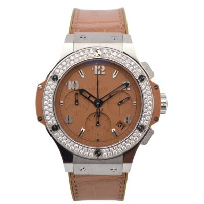 HUBLOT BIG BANG TUTTI FRUTTI 41MM TITANIUM&STEEL CAMEL DIAL DIAMOND PAVED REF: 341.SA.5390.LR.1104