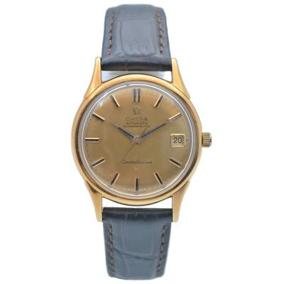 OMEGA CONSTELLATION 34MM YELLOW GOLD CHAMPAGNE DIAL AUTOMATIC VINTAGE 1960 REF: 14393/4 SC 61 