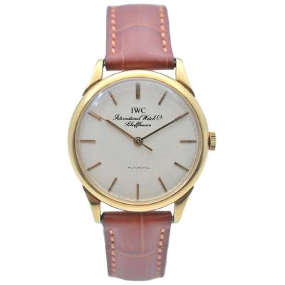 IWC SCHAFFHAUSEN VINTAGE 35MM AUTOMATIC YELLOW GOLD WHITE DIAL 1950 REF: 852