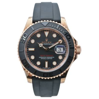 ROLEX YACHT MASTER 40 EVEROSE BLACK DIAL OYSTERFLEX STICKERS AUTOMATIC REF: 116655