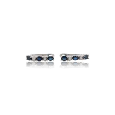 CERCEI DIN AUR ALB 14K CU DIAMANTE SI SAFIRE NATURALE_128788