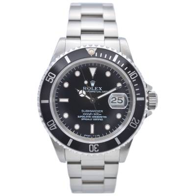 ROLEX SUBMARINER DATE 40 MM STAINLESS STEEL BLACK DIAL AUTOMATIC 1993 REF 16610