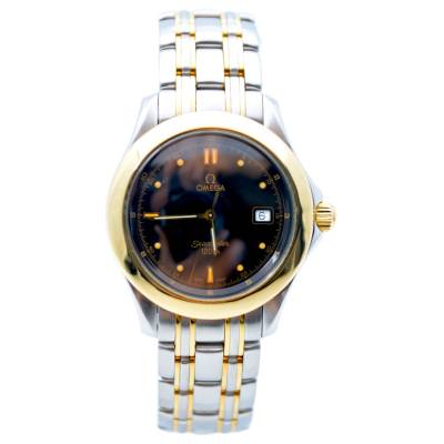 OMEGA SEAMASTER VINTAGE 36 YELLOW GOLD&STEEL BLACK DIAL QUARTZ REF: 196.1501