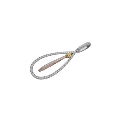 PANDANT DIN AUR ALB SI ROZ 18K CU DIAMANTE NATURALE