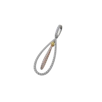 PANDANT DIN AUR ALB SI ROZ 18K CU DIAMANTE NATURALE