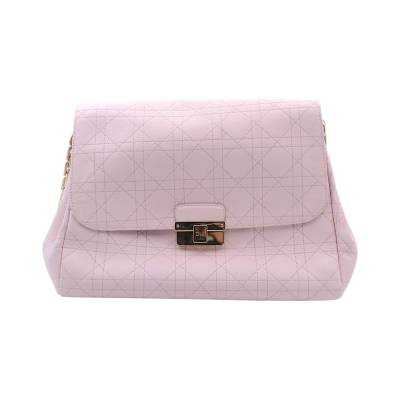DIOR DIORLING BLUSH PINK CANNAGE LEATHER SHOULDER BAG WITH GOLD TONE HARDWEAR