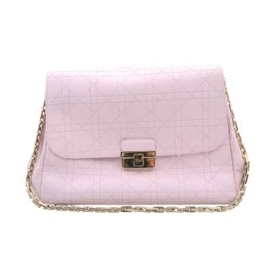 DIOR DIORLING BLUSH PINK CANNAGE LEATHER SHOULDER BAG WITH GOLD TONE HARDWEAR