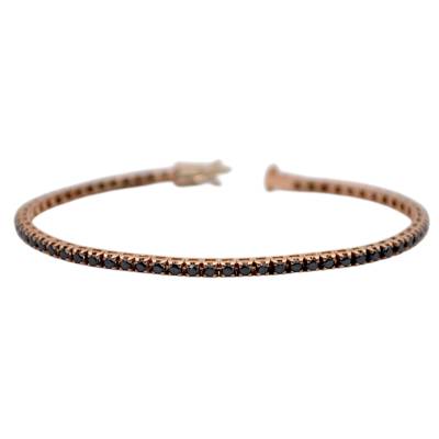 BRATARA TENIS DIN AUR ROZ 18K CU DIAMANTE NEGRE NATURALE