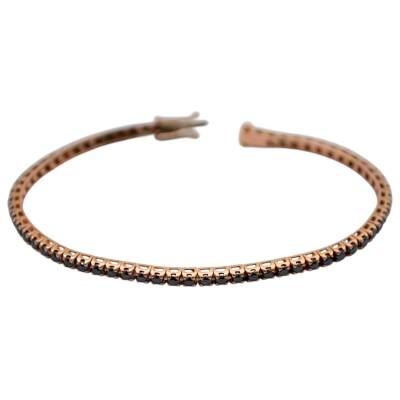 BRATARA TENIS DIN AUR ROZ 18K CU DIAMANTE NEGRE NATURALE