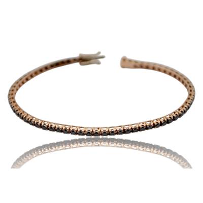 BRATARA TENIS DIN AUR ROZ 18K CU DIAMANTE NEGRE NATURALE