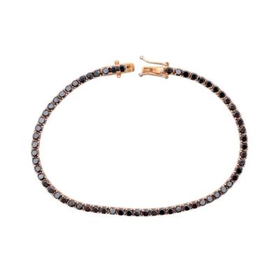 BRATARA TENIS DIN AUR ROZ 18K CU DIAMANTE NEGRE NATURALE