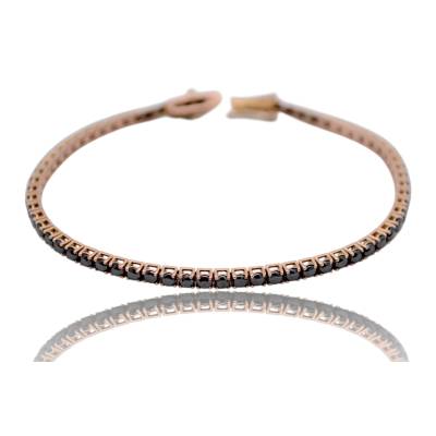 BRATARA TENIS DIN AUR ROZ 18K CU DIAMANTE NEGRE NATURALE