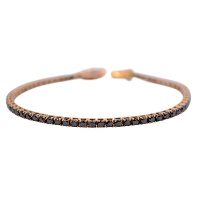 BRATARA TENIS DIN AUR ROZ 18K CU DIAMANTE NEGRE NATURALE
