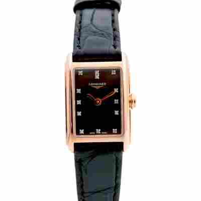 LONGINES DOLCEVITA LADY 17.4x27MM QUARTZ ROSE GOLD DIAMONDS BLACK DIAL REF: L5.258.8.57.0