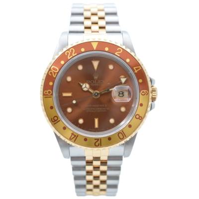 ROLEX GMT MASTER 40 YELLOW GOLD&STEEL BROWN DIAL JUBILEE 1990 AUTOMATIC REF: 16713