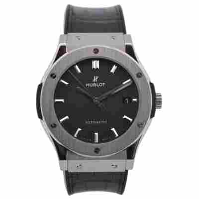 HUBLOT CLASSIC FUSION 45 TITANIUM BLACK DIAL RUBBER BAND AUTOMATIC REF: 511.NX.1171.LR