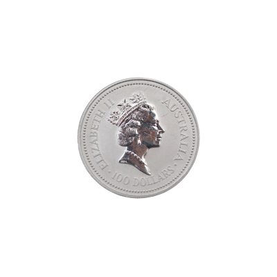 MONEDA DE PLATINA 1 UNCIE (OZ) PURITATE 999 QUEEN ELIZABETH II ONE HUNDRED DOLLARS THE AUSTRALIAN KOALA 1993