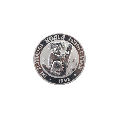 MONEDA DE PLATINA 1 UNCIE (OZ) PURITATE 999 QUEEN ELIZABETH II ONE HUNDRED DOLLARS THE AUSTRALIAN KOALA 1993