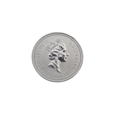 MONEDA DE PLATINA 1 UNCIE (OZ) PURITATE 999 QUEEN ELIZABETH II ONE HUNDRED DOLLARS THE AUSTRALIAN KOALA 1992