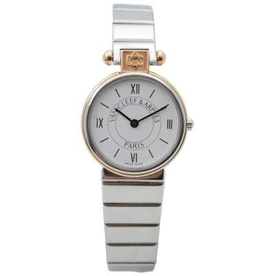 VAN CLEEF&ARPELS LA COLLECTION NO. 22 YELLOW GOLD&STEEL 23.9MM WHITE DIAL BOX+PAPERS 1987 REF: 43606